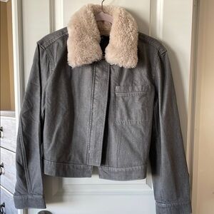 Banana Republic Faux Fur Collar Jean Jacket